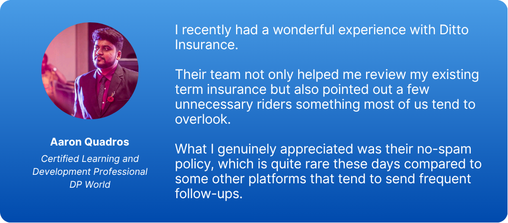 Aaron Quadros — Ditto customer testimonial